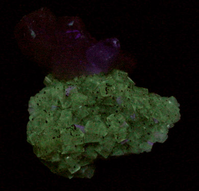 Calcite on Fluorite from Moscona Mine, Villabona District, Asturias, Spain