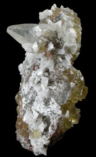 Calcite on Fluorite from Moscona Mine, Villabona District, Asturias, Spain