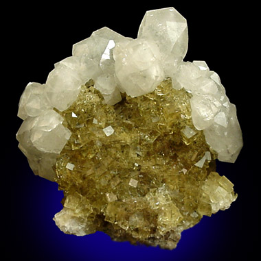 Calcite on Fluorite from Moscona Mine, Villabona District, Asturias, Spain