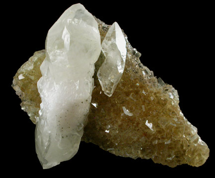 Calcite on Fluorite from Moscona Mine, Villabona District, Asturias, Spain