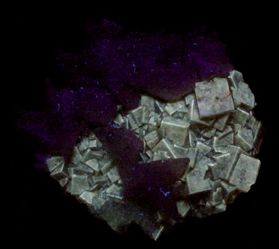 Calcite on Fluorite from Moscona Mine, Villabona District, Asturias, Spain