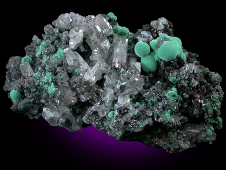 Malachite on Cerussite from Tsumeb Mine, Otavi-Bergland District, Oshikoto, Namibia