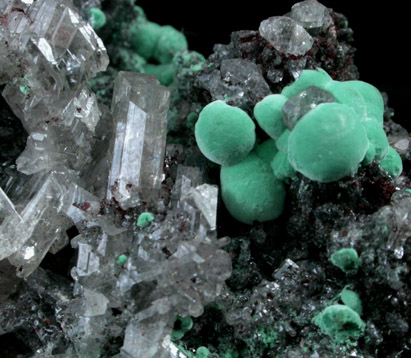 Malachite on Cerussite from Tsumeb Mine, Otavi-Bergland District, Oshikoto, Namibia