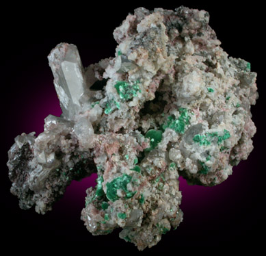 Malachite on Cerussite from Tsumeb Mine, Otavi-Bergland District, Oshikoto, Namibia