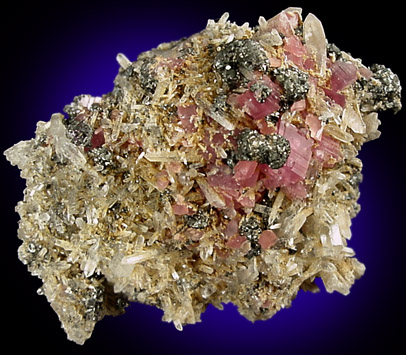 Rhodochrosite, Tetrahedrite, Quartz from Tanner Boy Mine, Alma District, Park City, Colorado