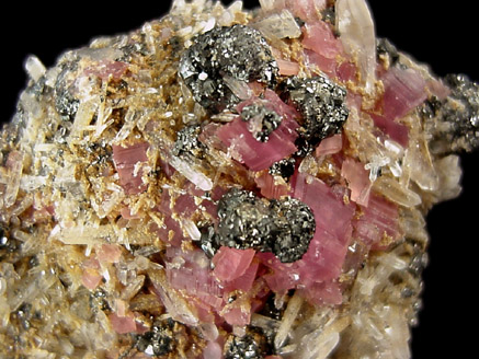 Rhodochrosite, Tetrahedrite, Quartz from Tanner Boy Mine, Alma District, Park City, Colorado