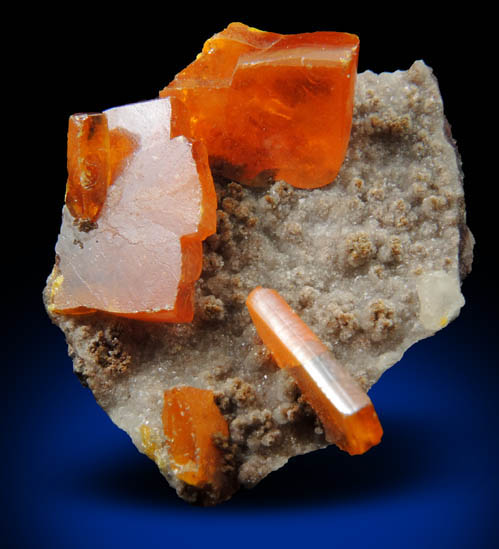 Wulfenite on Calcite from Sierra de Los Lamentos, Chihuahua, Mexico