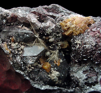 Millerite, Hematite, Siderite, Quartz from Sterling Mine, Antwerp, Jefferson County, New York