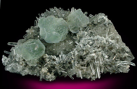 Fluorite on Quartz from Huallapon Mine, Pasto Buena, Ancash, Peru