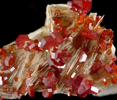 Vanadinite on Barite from Mibladen, Morocco