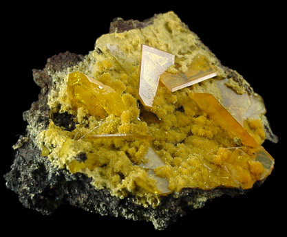 Wulfenite on Mimetite from San Francisco Mine, (Cerro Prieto Mine), Magdalena, Sonora, Mexico