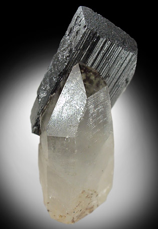 Ferberite on Quartz from Yaogangxian Mine, Nanling Mountains, Hunan Province, China