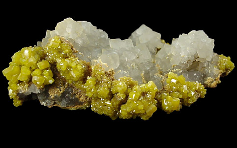 Pyromorphite on Quartz from Mine des Farges, Ussel, Corrze, France