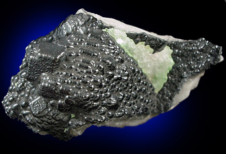 Heterogenite on Calcite from Tsumeb Mine, Otavi-Bergland District, Oshikoto, Namibia