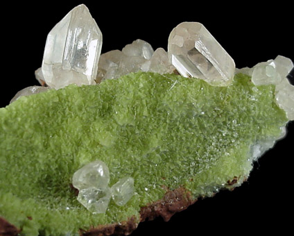 Cerussite on Duftite, Dolomite from Tsumeb Mine, Otavi-Bergland District, Oshikoto, Namibia (Type Locality for Duftite)