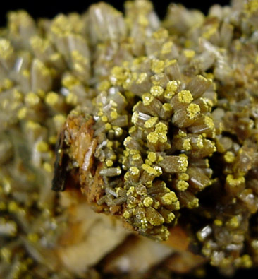 Pyromorphite on Barite from Mine des Farges, Ussel, Corrze, France