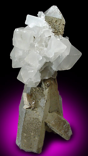 Calcite on Quartz from Dalnegorsk, Primorskiy Kray, Russia