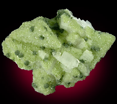 Conichalcite with Duftite on Calcite from Tsumeb Mine, Otavi-Bergland District, Oshikoto, Namibia (Type Locality for Duftite)