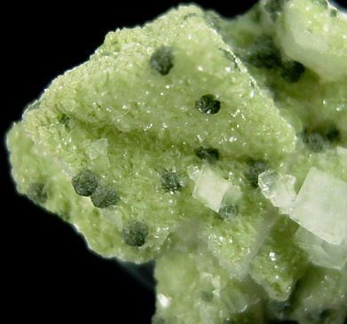 Conichalcite with Duftite on Calcite from Tsumeb Mine, Otavi-Bergland District, Oshikoto, Namibia (Type Locality for Duftite)