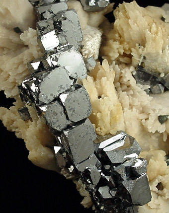 Galena on Calcite from Deveti Septemvri Mine, Madan, Rhodope Mountains, Bulgaria