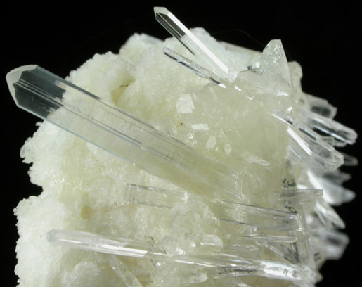 Pectolite in Calcite from Mont Saint-Hilaire, Qubec, Canada