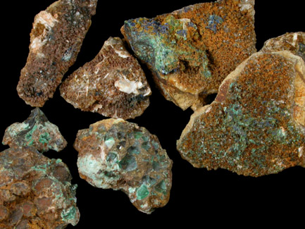 Malachite, Azurite, Barite, Chalcopyrite from Rt. 72 road cut, New Britain, Connecticut