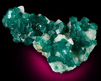 Dioptase on Calcite from Tsumeb Mine, Otavi-Bergland District, Oshikoto, Namibia