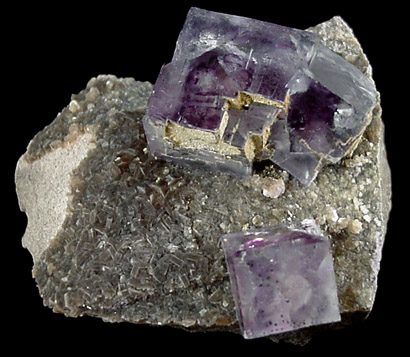 Fluorite on Calcite from Yaogangxian Mine, Nanling Mountains, Hunan Province, China