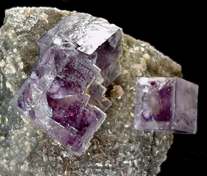 Fluorite on Calcite from Yaogangxian Mine, Nanling Mountains, Hunan Province, China