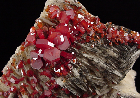 Vanadinite on Barite from Mibladen, Morocco