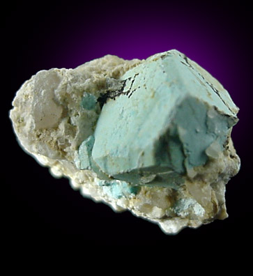 Turquoise pseudomorph after Beryl from Apache Canyon Mines, Turquoise Mountains, San Bernardino County, California