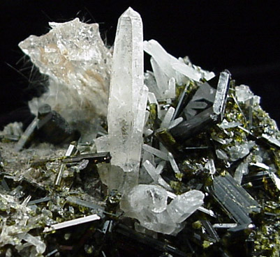 Epidote, Quartz, Calcite, Byssolite from Kuh-e Khorram, near Kuhandan, Zagros Mountains, Markazi Province, Iran