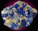 Linarite on Barite, Fluorite from Blanchard Mine, Hansonburg District, 8.5 km south of Bingham, Socorro County, New Mexico