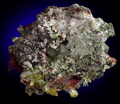 Mimetite, Mottramite, Calcite from Tsumeb Mine, Otavi-Bergland District, Oshikoto, Namibia