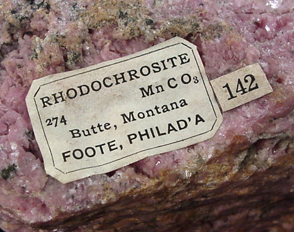Rhodochrosite from Butte Mining District, Summit Valley, Silver Bow County, Montana