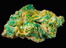 Dioptase on Wulfenite from Mammoth-St. Anthony Mine, Tiger, Pinal County, Arizona