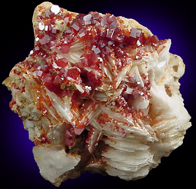 Vanadinite on Barite from Mibladen, Morocco