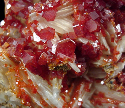 Vanadinite on Barite from Mibladen, Morocco