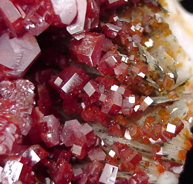 Vanadinite on Barite from Mibladen, Morocco