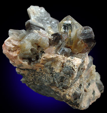 Topaz on Smoky Quartz from Pikes Peak District, El Paso County, Colorado