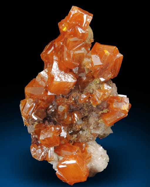Wulfenite over Calcite with Mimetite from Sierra de Los Lamentos, Chihuahua, Mexico