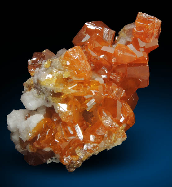 Wulfenite over Calcite with Mimetite from Sierra de Los Lamentos, Chihuahua, Mexico