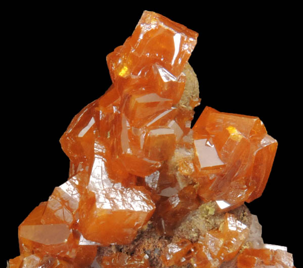 Wulfenite over Calcite with Mimetite from Sierra de Los Lamentos, Chihuahua, Mexico