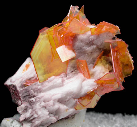 Wulfenite on Barite from Rowley Mine, 20 km northwest of Theba, Painted Rock Mountains, Maricopa County, Arizona