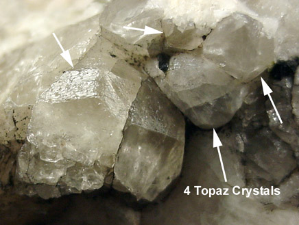 Topaz and Beryl var. Morganite from Gillette Quarry, Haddam Neck, Middlesex County, Connecticut