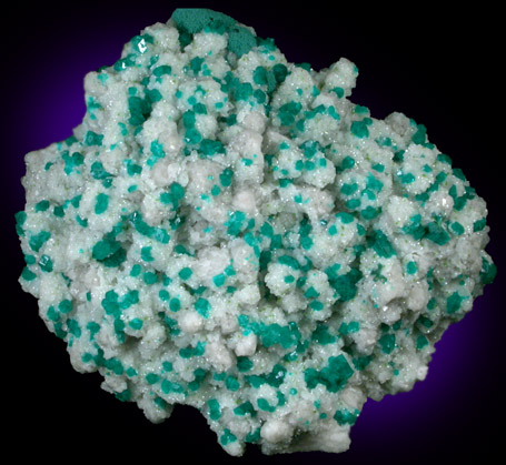 Dioptase on Calcite from Tsumeb Mine, Otavi-Bergland District, Oshikoto, Namibia