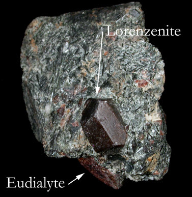 Eudialyte with Lorenzenite from Lovozero Massif, Kola Peninsula, Murmanskaja Oblast', Northern Region, Russia