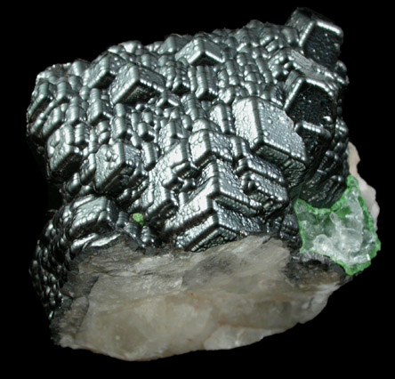 Heterogenite on Calcite from Tsumeb Mine, Otavi-Bergland District, Oshikoto, Namibia