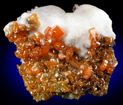 Wulfenite on Calcite from Sierra de Los Lamentos, Chihuahua, Mexico