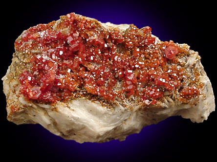 Vanadinite on Barite from Mibladen, Morocco